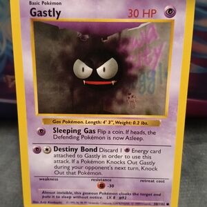 Pokemon Gastly Card - Purple, Black, White, Red